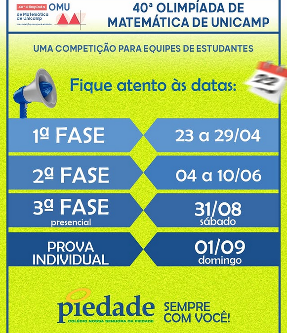 40º OLIMPÍADAS DE MATEMÁTICA DA UNICAMP