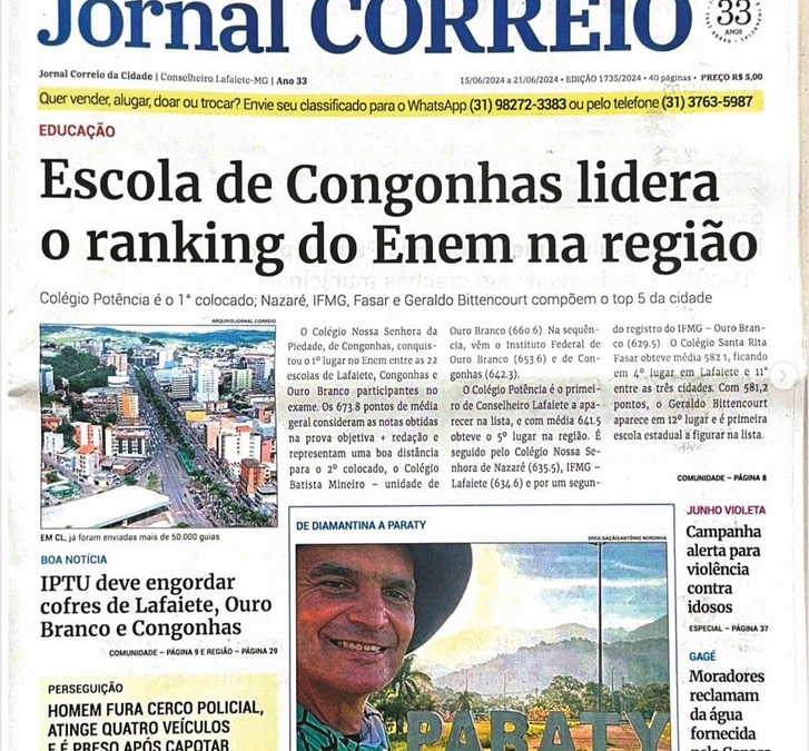 📰 O melhor da região: Colégio Piedade é manchete no Jornal Correio! ⭐