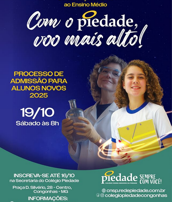 É amanhã, 19/10! Já garantiu sua participação no processo de admissão da melhor escola da região? 🚀