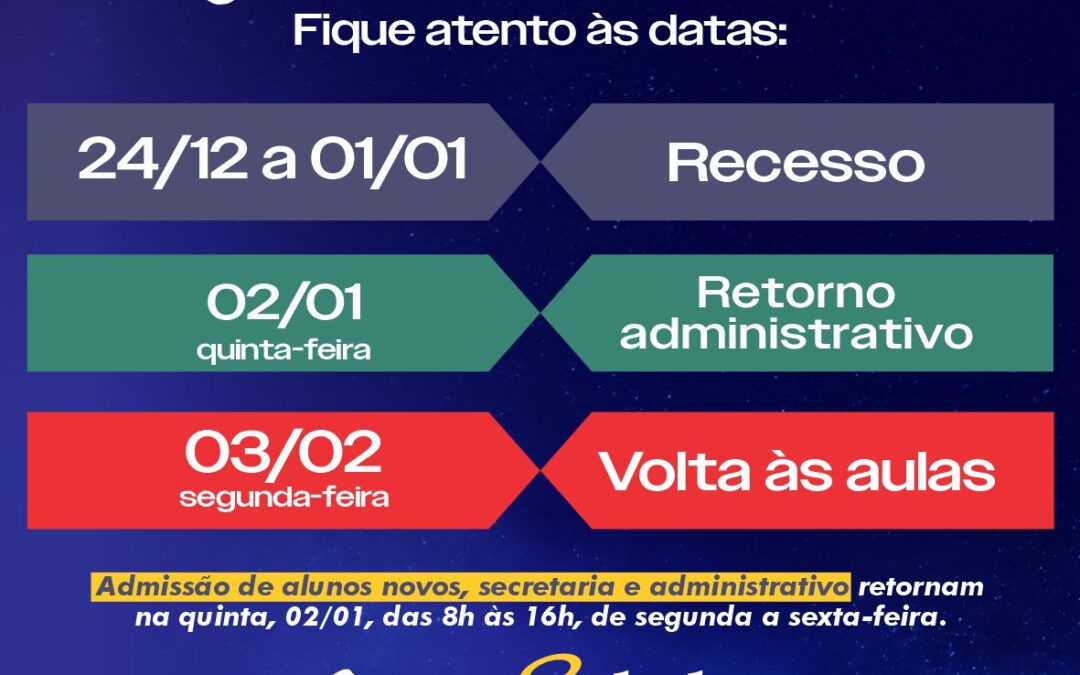 📢 COMUNICADO — Fique atento às datas: