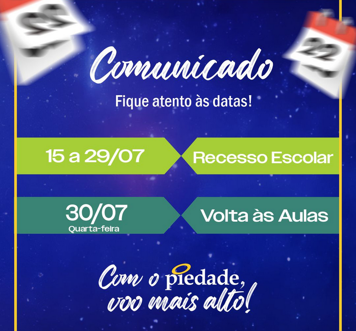 📅✨ Atenção para as datas importantes no nosso calendário escolar!