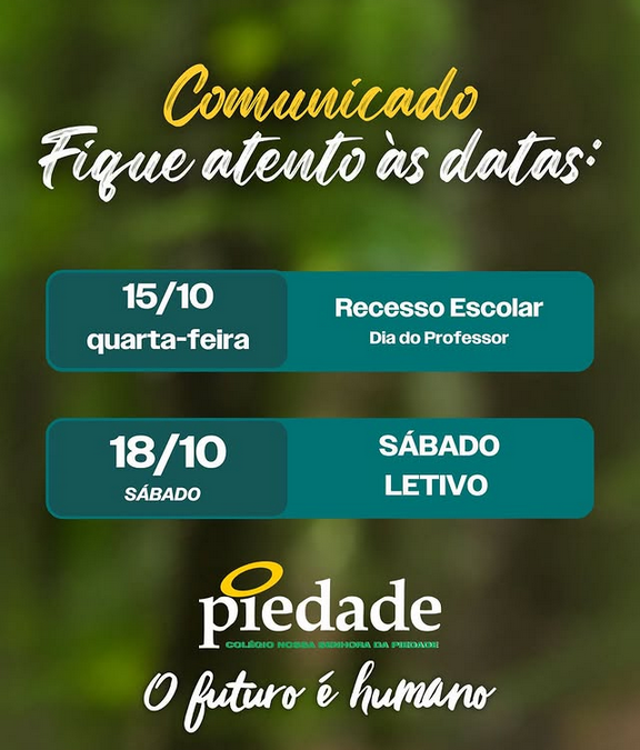 📢 COMUNICADO — Fique atento às datas: